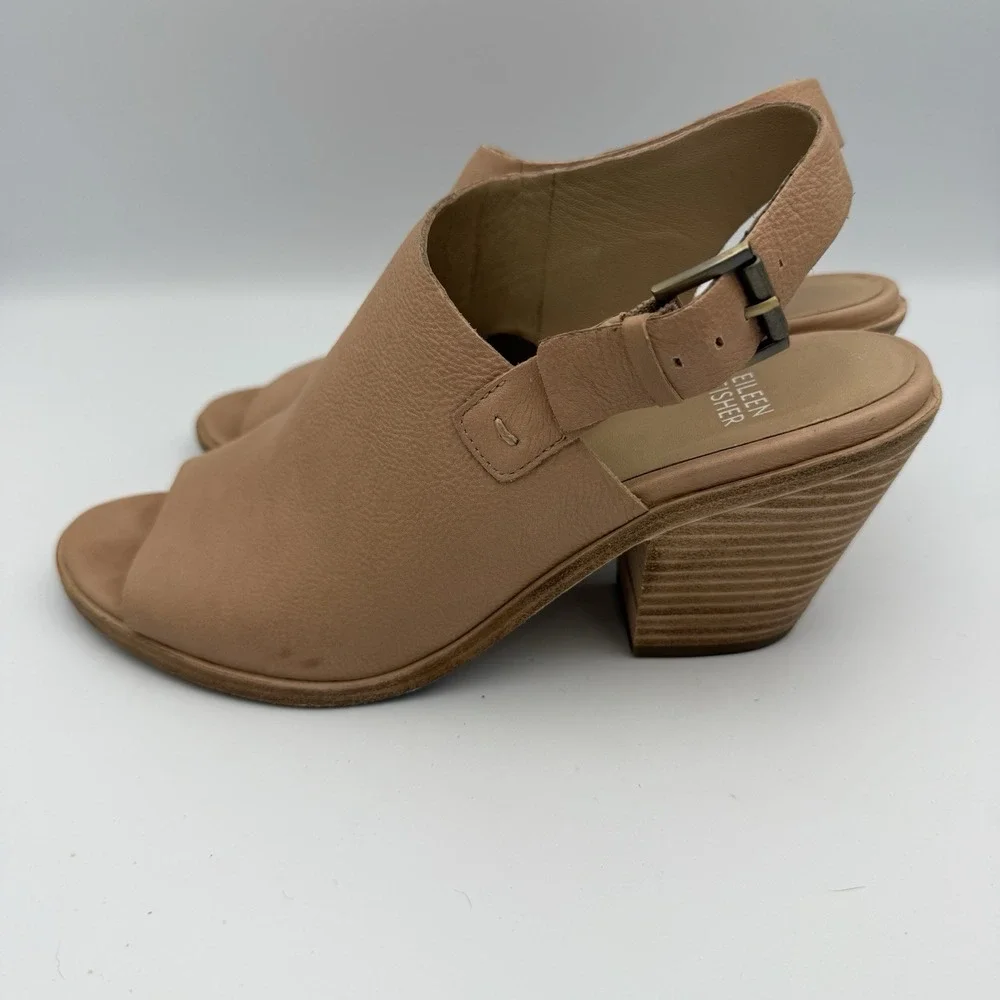 Eileen Fisher Glance Sandal Leather  Color Sand Neutral - Size‎ 8B EUC
